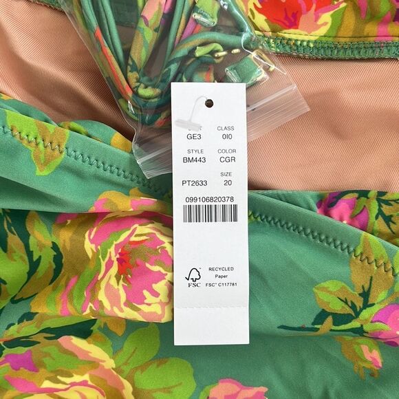 J Crew Swimsuit Size 20 Crisscross cutout bandeau one-piece in rose‎ garden - Picture 3 of 7